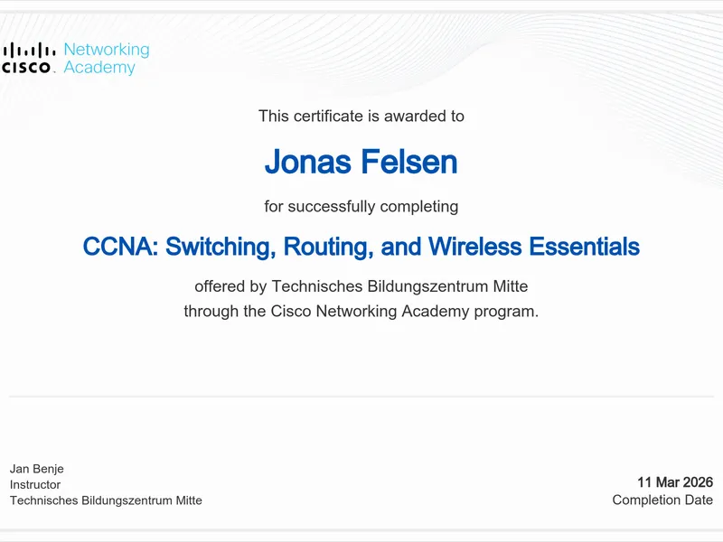 CCNA: Switching, Routing, and Wireless Essentials